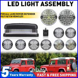 11PCS Fits For Land Rover Defender Led Deluxe Clear Upgrade Lamp Light Kit UK