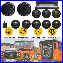 11x Kit FIT Land Rover Defender 90 / 110 / 130 Smoked LED Light Assembly Upgrade