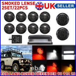 2SET Full Smoked LED Light Upgrade Kit Fits For Land Rover Defender 90 110 130