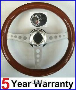 350mm 13.7 Wood Steering Wheel And Boss Kit Fit Vw Transporter T2 T25 T3 T4