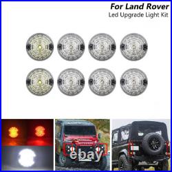 8PCS Fit Land Rover Defender 90/110 Clear Complete LED Light Lamp Upgrade Kit