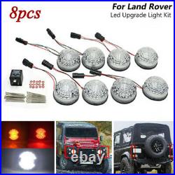 8 part Clear LED Upgrade light kit/set 73MM Fits Land rover Defender 90/110