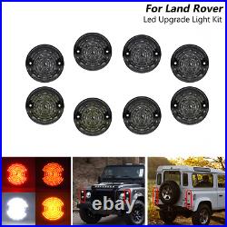 8 part SMOKED LED Upgrade light kit/set 73MM Fits Land rover Defender 90/110