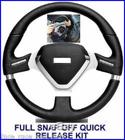 Black Steering Wheel And Snap Off Boss Kit For 36 Spline Land Rover Defender New