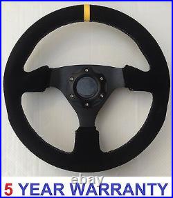 Black Suede Racing Race Track Drift 330mm Steering Wheel Fits All Boss Kit Hub