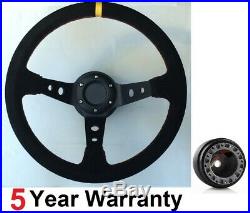 Deep Dish Suede Steering Wheel And Boss Kit Hub Fit Vw T4 Transporter 96-03