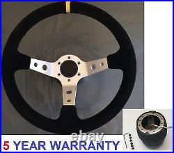 Deep Dish Track Suede Sport Steering Wheel And Boss Kit Fit Peugeot 106 Saxo