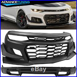 Fits 16-18 Chevy Camaro 1LE Style Front Bumper Cover OE Style Rear Diffuser PP