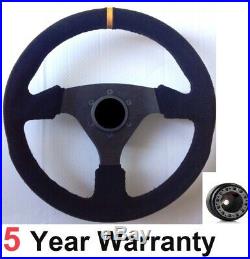 Suede Racing Race Steering Wheel 330mm And Boss Kit Fits Vw Golf Mk4 Mk5 Polo