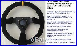 Suede Steering Wheel And Boss Kit Fit Ford Fiesta Mk6 Mk7 Focus Mk1 Mk2 Mk3 Flat