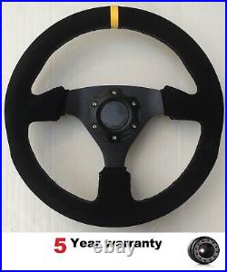 Suede Steering Wheel And Boss Kit Hub Fits Classic Austin Rover Leyland Mini