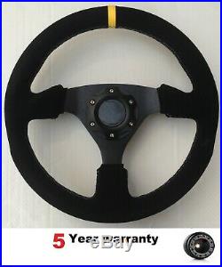 Suede Steering Wheel & Boss Kit Fit Ford Fiesta Mk6 Mk7 Focus Mk1 Mk2 Mk3 Black