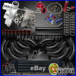 Universal T3/T4 Black 12PC Piping/Coupler 400+HP V-Band Turbocharger Upgrade Kit