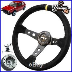 Vw Golf Mk1 Gti 340mm Rally Style Alcantara Steering Wheel & Boss Fitting Kit