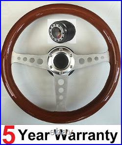 Wood Wooden Steering Wheel And Boss Kit Fit Ford Capri Mk1 Mk2, Cortina, Escort